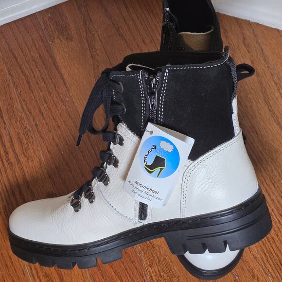 NWT Eric Michael White And Black Kai Leather. Women's Size 39 8.5-9 - Picture 4 of 9